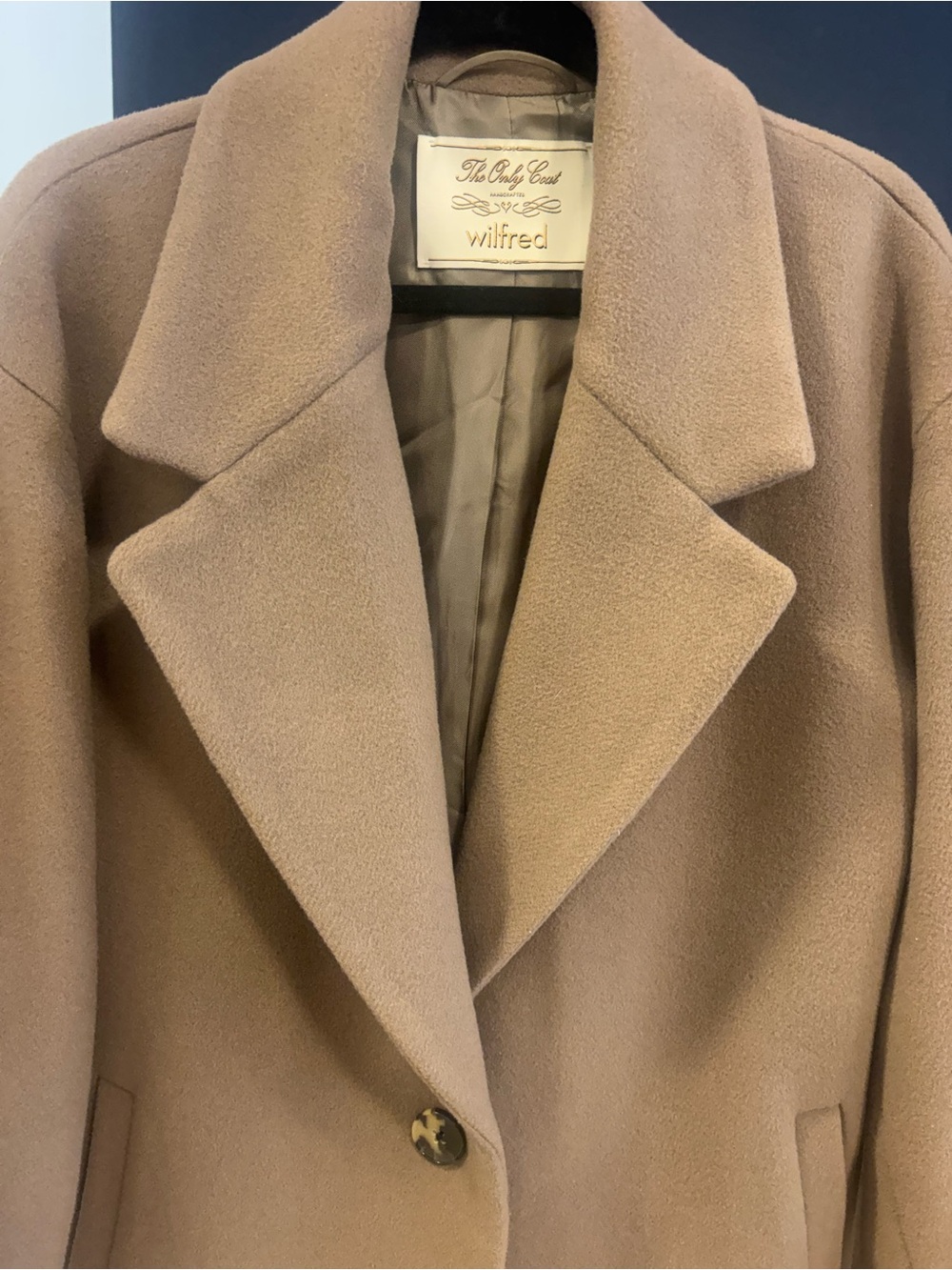 Aritzia Wilfred Camel Single-Button Wool Blend The Only Coat - Picture 2 of 7